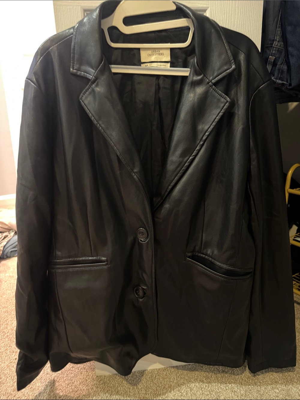 Classic Black Leather Blazer Jacket - Urban Outfitters